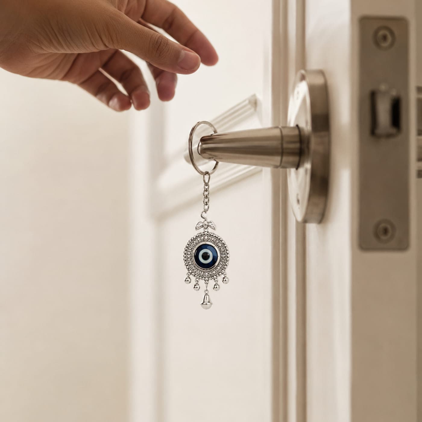The Nazar hung from the handle of a new home's front door