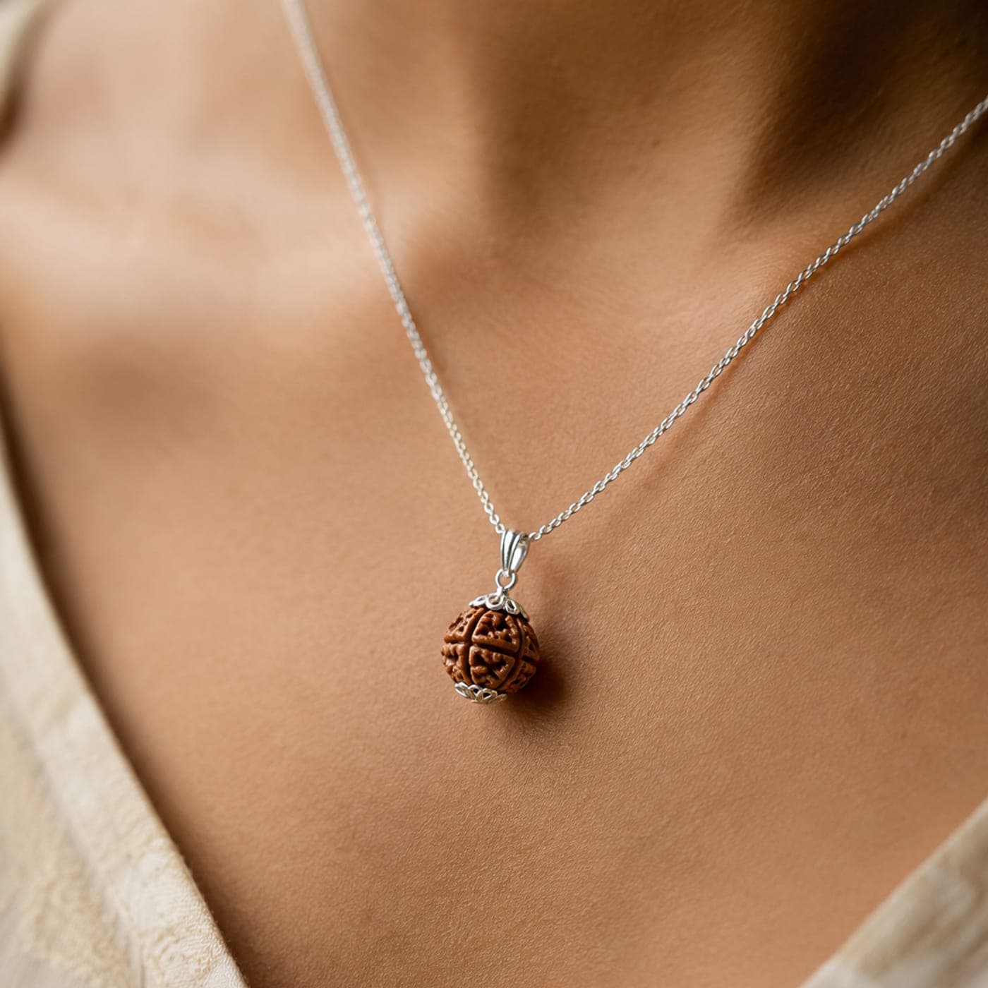 The Signature Rudraksha worn on a fine chain
