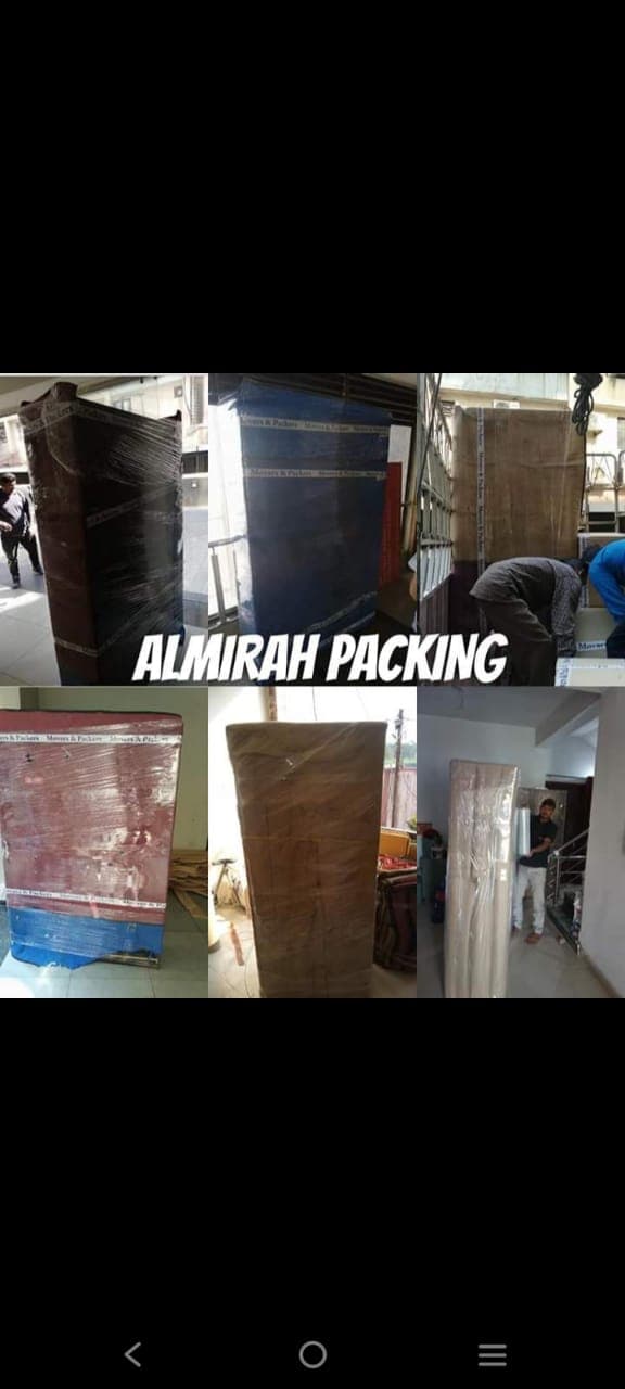 Collage of almirah and wardrobe packing jobs